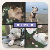 写真モダンコラージュ紫の追加 スクエアペーパーコースター (正面)