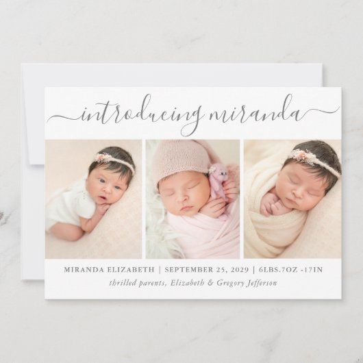 写真モダンコラージュ紹介ベビー誕生 案内状 (正面)