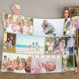 写真モダンコラージュ組積造スタイルグレー フリースブランケット