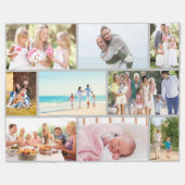 写真モダンコラージュ組積造スタイルグレー フリースブランケット (正面(横))