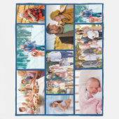 写真モダンコラージュ組積造スタイル青 フリースブランケット (正面)