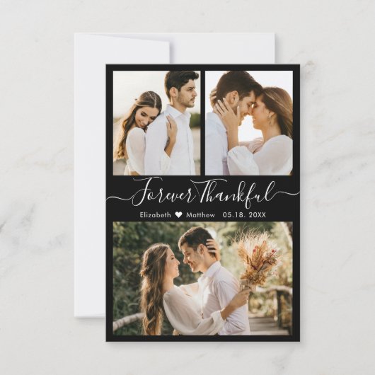 写真モダンコラージュ結婚のサンキューカード サンキューカード (正面)