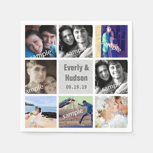 写真モダンコラージュ結婚のナプキン スタンダードカクテルナプキン (正面)