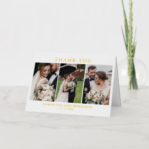 写真モダンコラージュ結婚の感謝 箔グリーティングカード