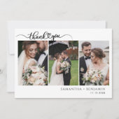 写真モダンコラージュ結婚スクリプト サンキューカード (正面)