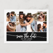 写真モダンコラージュ結婚式の日付の保存 ポストカード (正面)