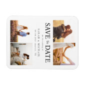 写真モダンコラージュ結婚式の日付の保存 マグネット (横)