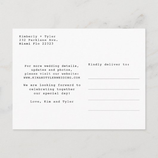 写真モダンコラージュ結婚式の日付を保存 案内ポストカード (裏面)