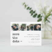 写真モダンコラージュ結婚式の日付を保存 案内ポストカード (スタンド正面)