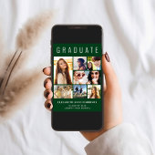 写真モダンコラージュ緑の卒業式パーティー 招待状