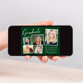 写真モダンコラージュ緑の卒業式パーティー 招待状