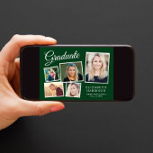 写真モダンコラージュ緑の卒業式パーティー 招待状