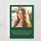 写真モダンコラージュ緑の卒業 案内状 (裏面)