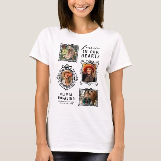 写真モダンコラージュ葬儀記念 Tシャツ (正面)