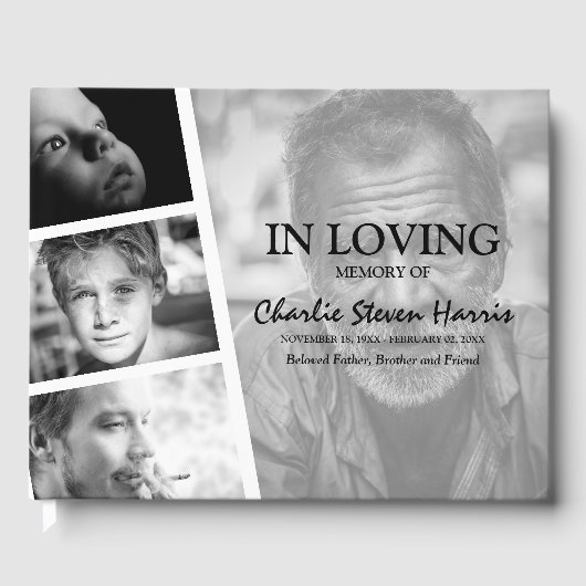 写真モダンコラージュ葬儀 ゲストブック (正面)