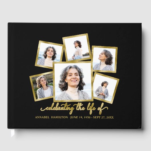 写真モダンコラージュ記念または葬式ゲストボー ゲストブック (正面)