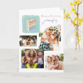 写真モダンコラージュ誕生日カード – フレンドから カード (黄色い花)