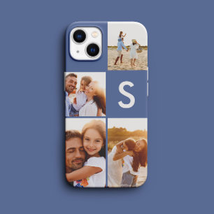 写真モダンコラージュ青イニシャルモノグラム Case-Mate iPhone 14ケース