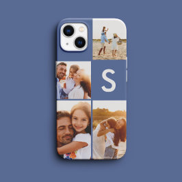 写真モダンコラージュ青イニシャルモノグラム Case-Mate iPhone 14ケース
