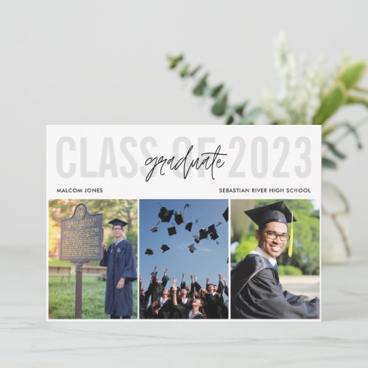 写真モダンコラージュ高校卒業 案内状 (スタンド正面)