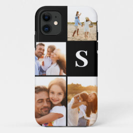 写真モダンコラージュ黒イニシャルモノグラム iPhone 11 ケース