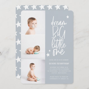 写真モダンコラージュ1歳の誕生日の青い星