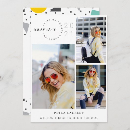 写真モダンコラージュ2021卒業 案内状 (正面/裏面)