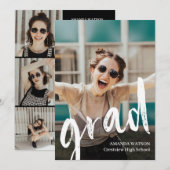 写真モダンコラージュ2022年卒業クラス 招待状 (正面/裏面)