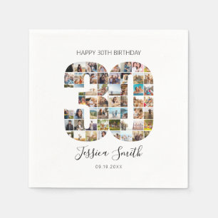 写真モダンコラージュ30歳の誕生日 スタンダードカクテルナプキン