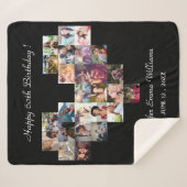 写真モダンコラージュ60歳の誕生日タイポグラフィギフト シェルパブランケット (正面(横))