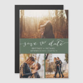 写真モダンコラージュDark Sage日付の保存 (正面/裏面)