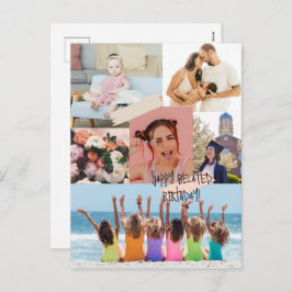 写真モダンコラージュHappy belated birthday card シーズンポストカード