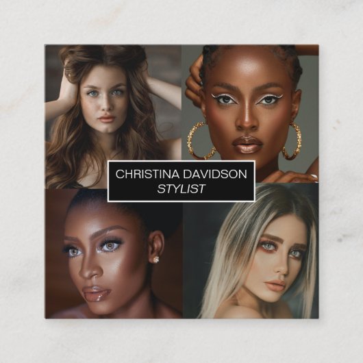 写真モダンコラージュMakeup artist stylist Square スクエア名刺 (正面)