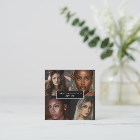 写真モダンコラージュMakeup artist stylist Square スクエア名刺 (スタンド正面)