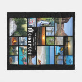 写真モダンコラージュMEMORIESブラック フリースブランケット (正面(横))