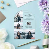 写真モダンコラージュQRコード卒業パーティー アクリル招待状 (インサイチュ (ウェディング))