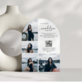 写真モダンコラージュQRコード卒業パーティー 招待状