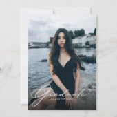 写真モダンコラージュQRコード卒業パーティー 招待状 (正面)