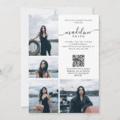 写真モダンコラージュQRコード卒業パーティー 招待状 (裏面)