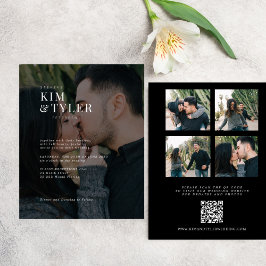写真モダンコラージュQRコード結婚式招待状