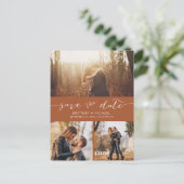 写真モダンコラージュTerracotta日付を保存 シーズンポストカード (スタンド正面)