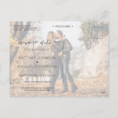 写真モダンコラージュTerracotta日付を保存 シーズンポストカード (裏面)