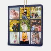 写真モダンコラージュWhat a Yearモノグラム海軍 セラミックオーナメント (左)