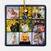 写真モダンコラージュWhat a Yearモノグラム海軍 セラミックオーナメント (正面)