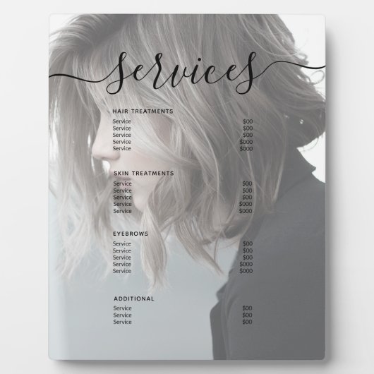 写真モダンサロンサーシンプルビスのメニュー価格表 フォトプラーク (正面)