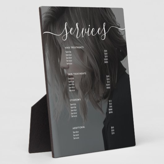 写真モダンサロンサーシンプルビスのメニュー価格表 フォトプラーク (側面)