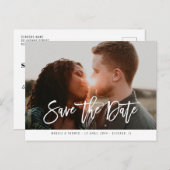 写真モダンシックなスクリプトウェディングの日付を保存 ポストカード (正面/裏面)