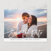 写真モダンシックスタイリッシュウェディングは日付を保存 ポストカード (正面)