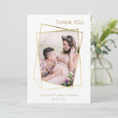 写真モダンシンプルの赤ちゃんシャワー サンキューカード (スタンド正面)