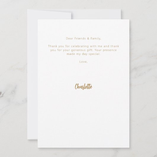 写真モダンシンプルの赤ちゃんシャワー サンキューカード (裏面)